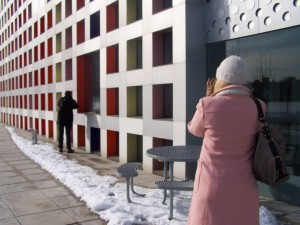 BU Photo Club and Boston Photo Mob members snap shots of MIT's Simmons Hall