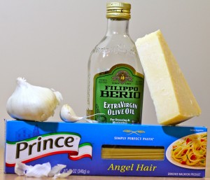 Pasta, Garlic, Olive Oil, and Parmesan Cheese. Photo by Joel Kahn