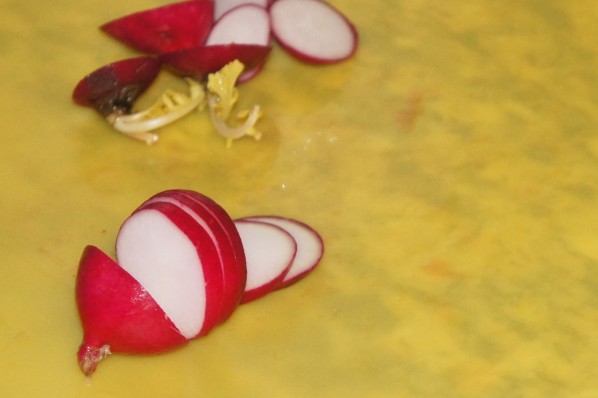 Sliced radishes