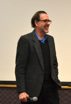 Filmmaker Ross McElwee smiles during Q&A. | Photo by Cecilia Weddell