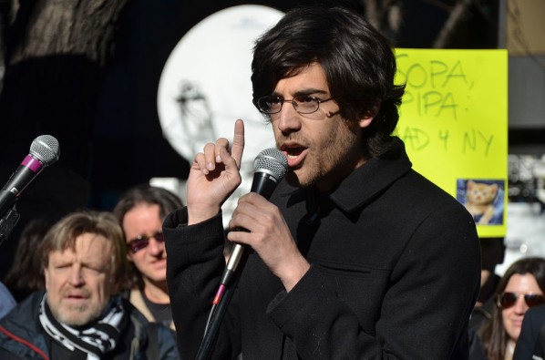 Aaron Swartz speaks out at a protest against the controversial PIPA bill. | Photo courtesy Flickr via selfagency.