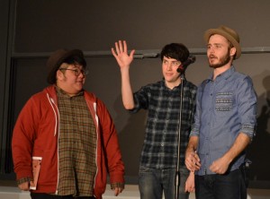 From left: Hieu Nguyen, Dylan Garity, and Neil Hilborn of The Good News Poetry Tour | Photo by Cecilia Weddell