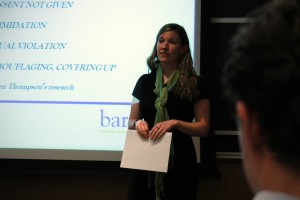 A representative from BARCC discusses giving consent | Photo by Joseph Martelli
