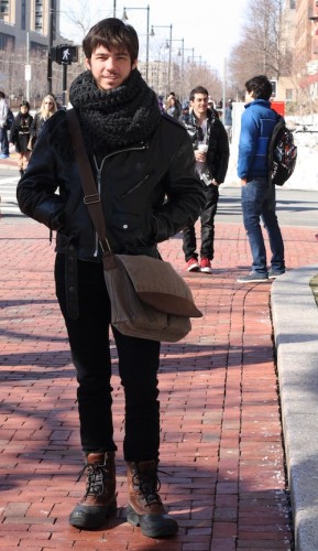 Check out those boots!! Perfect for navigating slushy sidewalks. Photo by Sharon Weissburg.