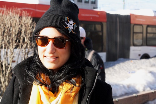 Sithara Reddy's killer hat (insouciant and fresh!) caught our eye. "I'm from LA!" she said. Photo by Sharon Weissburg.
