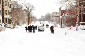 The empty South campus streets in the aftermath of Nemo. | Photo by Allan Lasser