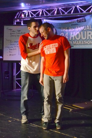 Current Liquid Fun President Ari Stern (CAS '13) and 2011-2012 president Shawn Musgrave had a two-man segment. | Photo by Cecilia Weddell