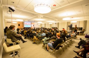 Students listen as Professor Andrew Bacevich gives his talk | Photo by Yu-Ching Chang