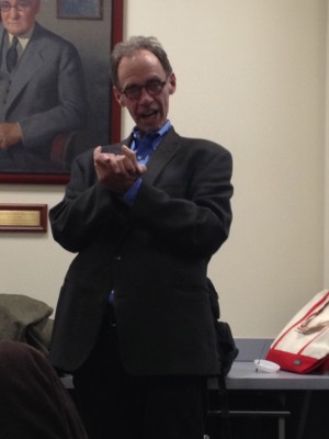 New York Times writer David Carr speaks to students about the future of journalism.