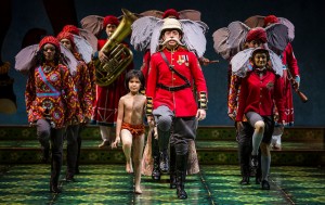 Mowgli and Colonel Hathi’s elephant army in Mary Zimmerman's musical adaptation of "The Jungle Book" | Photo by Liz Lauren, courtesy of Huntington Theatre Company via Flickr