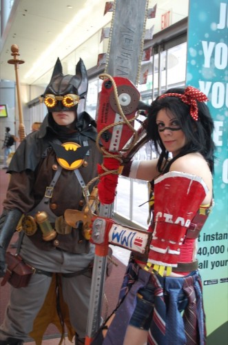 Steampunk Batman and Atomic Wonder Woman