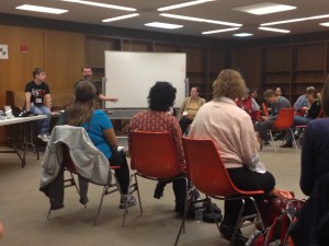 Travis and Anna set the scene for the six word summaries. | Photo courtesy Brie Garcia