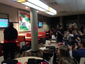 Sox fans cheer on the home team after Victorino's bases-clearing triple | Photo courtesy Beth St. John