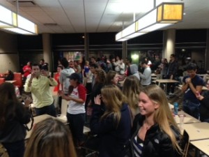 And the Red Sox win the World Series! Fans celebrate in the Back Court of the GSU | Photo courtesy Beth St. John