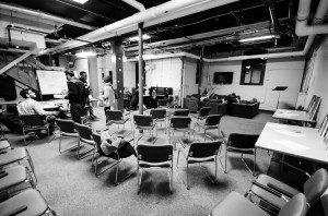 Downstairs in the lounge, arts and crafts and, most importantly, the cookies are set up. | Photo by Yu-Ching Chang