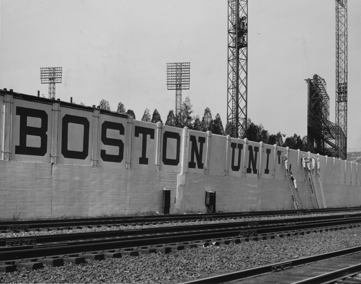 After purchasing the field, BU replaced the word "Braves" with its own Boston-prefixed moniker. | Image number 05_02_010760 from Boston Public Library's Sports Temples Collection