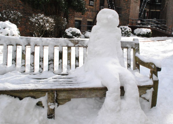 Snow Person on Bench