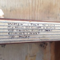 "When I talk too loud / My mind becomes a cloud of thinning rusted(?) dust / Confused, I must / Go away"