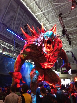 Evolve's monster was the greatest booth spectacle at PAX East this year. Photo courtesy of Andrew Evans. 