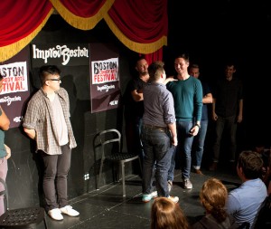 Actors mid-performance at ImprovBoston. | Photo courtesy of ImprovBoston on Flickr