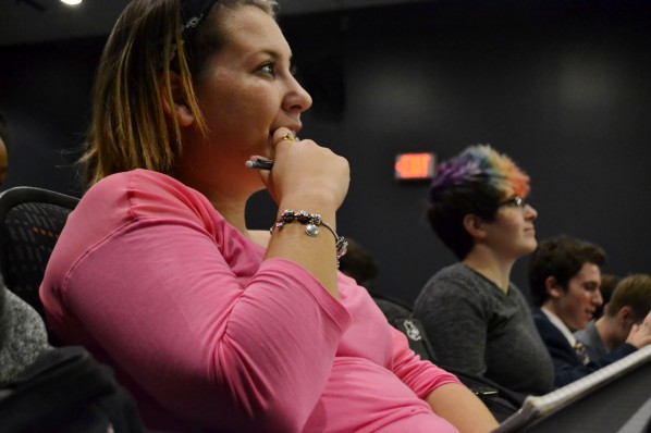 Director Brittany Jenkins closely watches the last full run before the start of tech week | Photo by Alene Bouranova