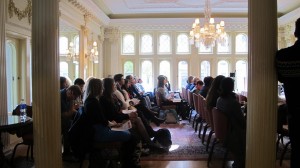 Thursday's Global Conversations panel was held in the stunning BU Castle | Photo courtesy of Moe Atkinson