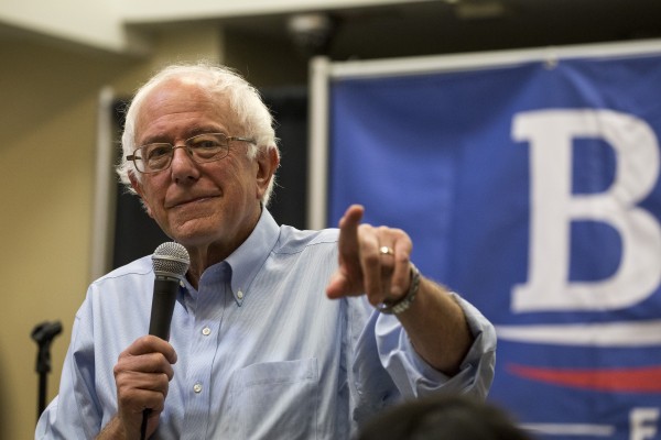 Bernie Sanders speaking at a campaign event at the Des Moines Youth Summit in Des Moines, Iowa on September 27, 2015. | Photo by Phil Roeder under Creative Commons