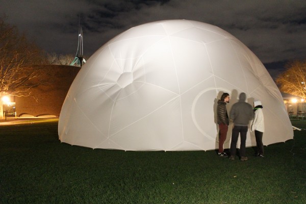 The RISD/Brown STEAM Pavilion created in collaboration with Providence-based design collective, Pneuhaus. The inflatable space, completed in September 2015, serves as gallery, workshop environment and presentation room. | Photo courtesy RISD STEAM