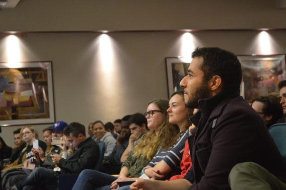 Students were engaged in the debate, occasionally shouting questions at Nick Fuentes.